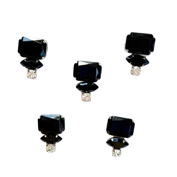Conjunto de enfeites com 5 peças termocolante - Black/Cristal - AE 2992