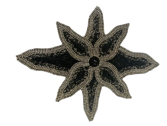 Flor com forro sued preto - cristal/black - AE 1909