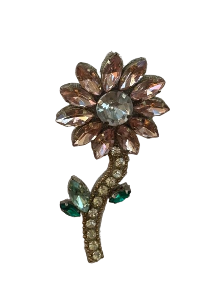 Flor cristal/rosa/verde - AE 916