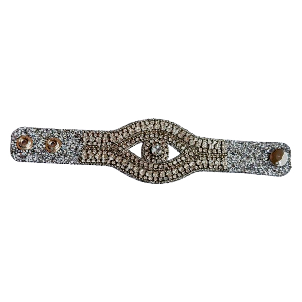 Bracelete com forro em sued preto - Cristal - AE 2933