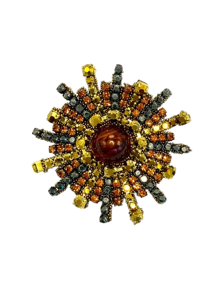 Broche Brilho grafite/dourado – AE 3414
