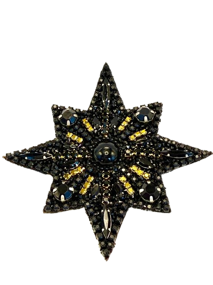 Broche Brilho preto/dourado – AE 3405